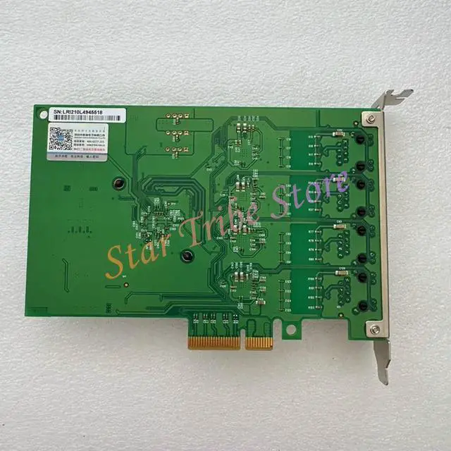 Alt view image 3 of 3 - LRES3004PT-A 4 Port Gigabit Network Card PCIex4 Interface Supports I210 Chip