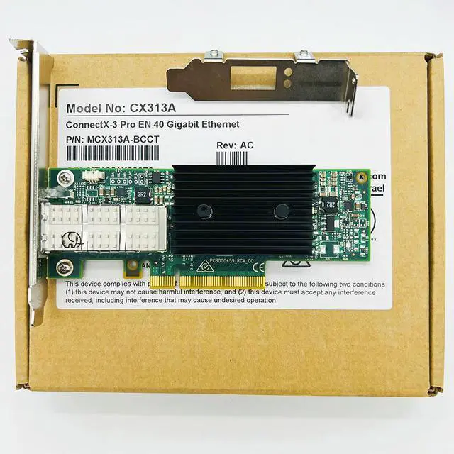 Alt view image 2 of 3 - NIC CX313A MCX313A-BCCT ConnectX-3 Pro EN 40 Gigabit Ethernet QSFP PCIe3.0 x8 Single Port Network Card