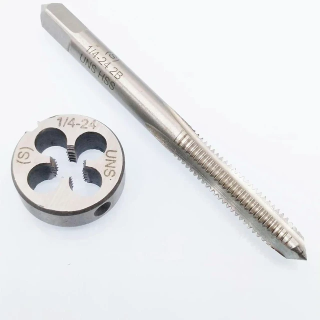Alt view image 2 of 3 - 2PCS/Set 1/4\"-24 UNS Tap And Die Set HSS Thread Tap With Round Threading Die Right Hand Thread For Shallow Cuts Cutting Tools