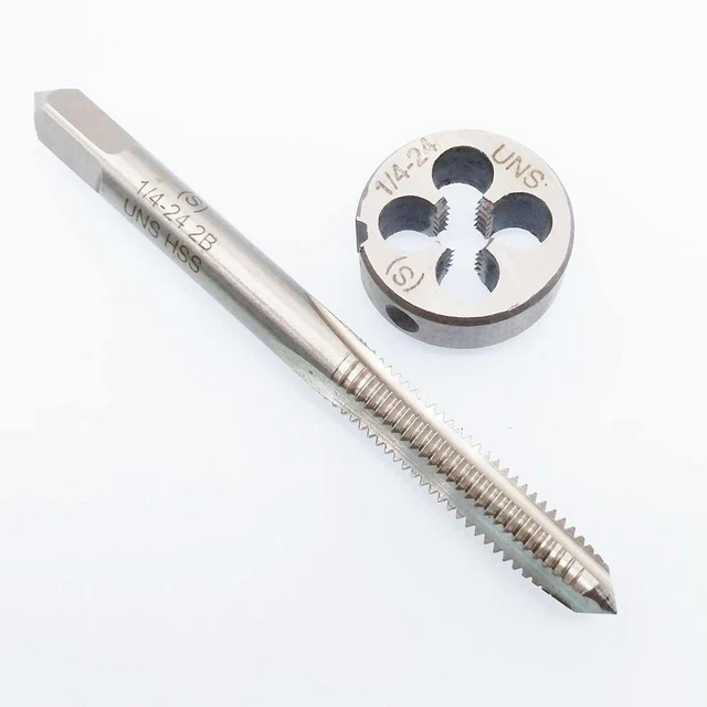 Alt view image 3 of 3 - 2PCS/Set 1/4\"-24 UNS Tap And Die Set HSS Thread Tap With Round Threading Die Right Hand Thread For Shallow Cuts Cutting Tools