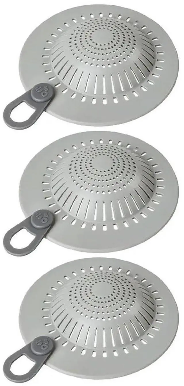 Main image of 3 PCS Silicone Shower Drain Strainers with Dual Filtration System and Anti Slip Design for Effective Hair and Debris Collection