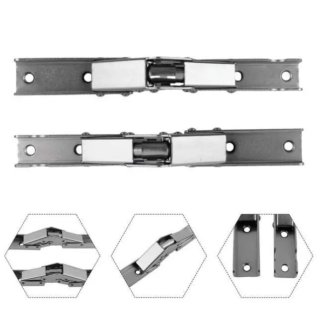 Alt view image 2 of 3 - Hinges Folding Hinges Door Cabinet Furniture Hinges Brackets Home Screws Self-Locking Silver Spring Folding Hinge