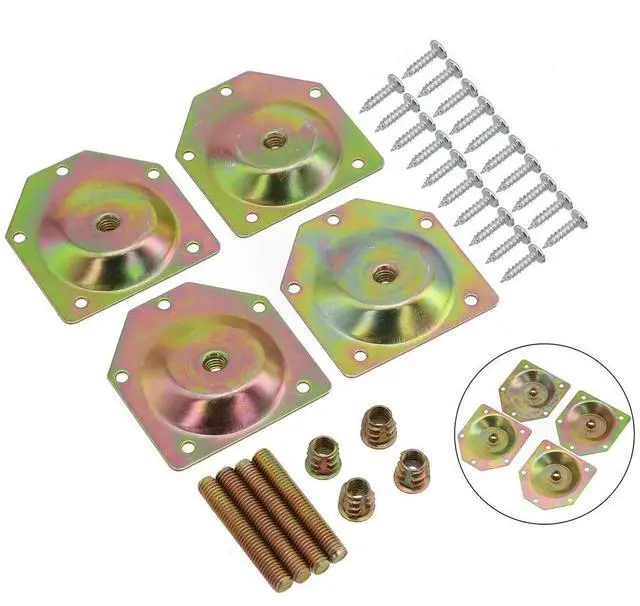 Main image of Galvanized Iron Angled Wood Legs Fixing Plate Bracket, Set of 4 with Screws, Ensures Stable and Long lasting Connection