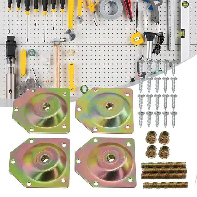 Alt view image 2 of 3 - Galvanized Iron Angled Wood Legs Fixing Plate Bracket, Set of 4 with Screws, Ensures Stable and Long lasting Connection