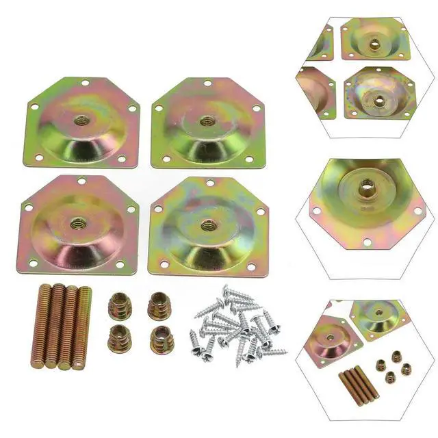 Alt view image 3 of 3 - Galvanized Iron Angled Wood Legs Fixing Plate Bracket, Set of 4 with Screws, Ensures Stable and Long lasting Connection