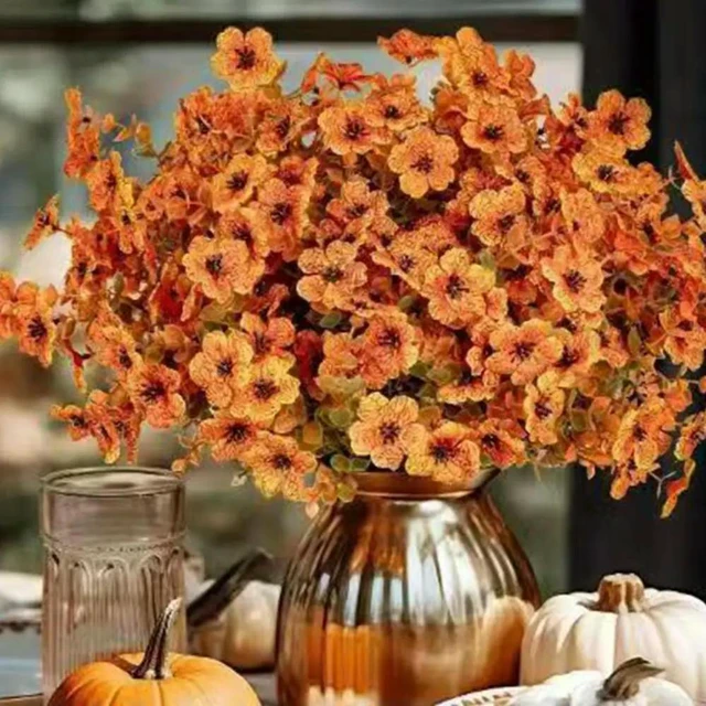 Alt view image 3 of 3 - 10 Outdoor Holiday Decoration Autumn Plants Artificial Eucalyptus Leaves Eucalyptus Violet Daisy Flowers To Decorate The Garden