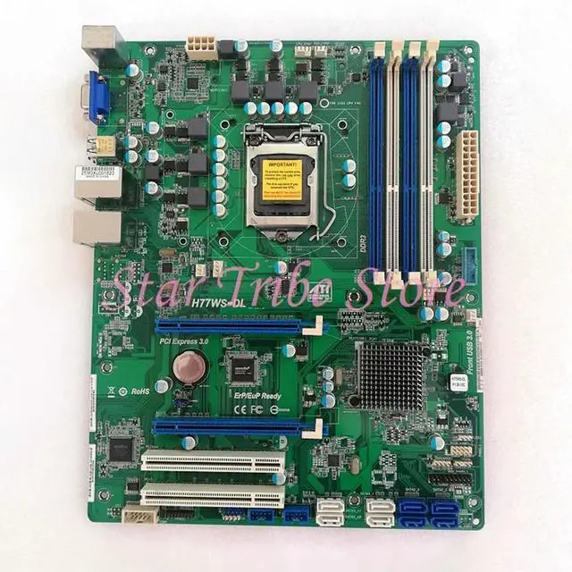 Alt view image 2 of 3 - LGA1155 Support I5 I7 E3-1230 CPU Server Motherboard SATA3.0 USB3.0 H77WS-DL