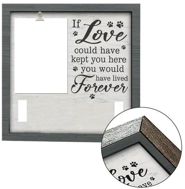 Alt view image 2 of 3 - Collar Holder Frame Dog Loss Keepsake Distressed White Background Heartfelt Inscription Elegant Memorial Keepsake