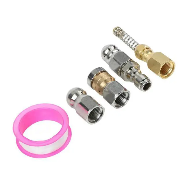 Alt view image 2 of 3 - Pipe Cleaning Nozzle Kit with 14 Inch Quick Connect Sewer Jetting Nozzles Stainless Steel Includes Tape and Accessories