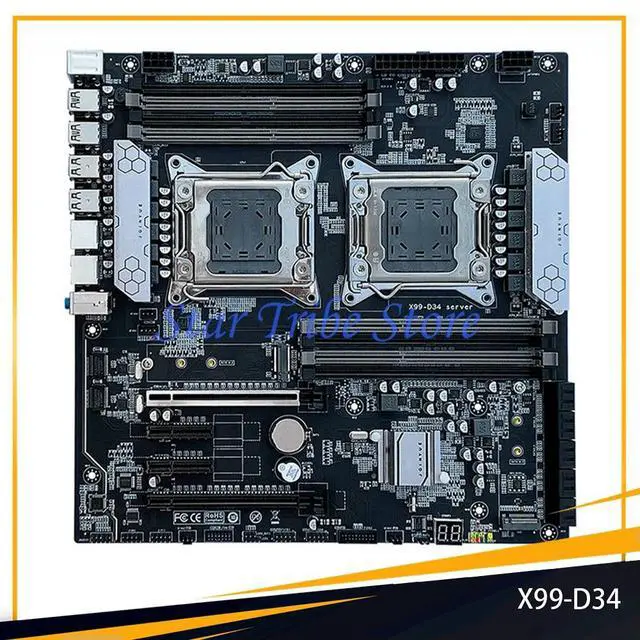 Alt view image 2 of 6 - X99 X99-D34 2-Way E-ATX LGA 2011-3 256G DDR3*3 DDR4*4 Motherboard