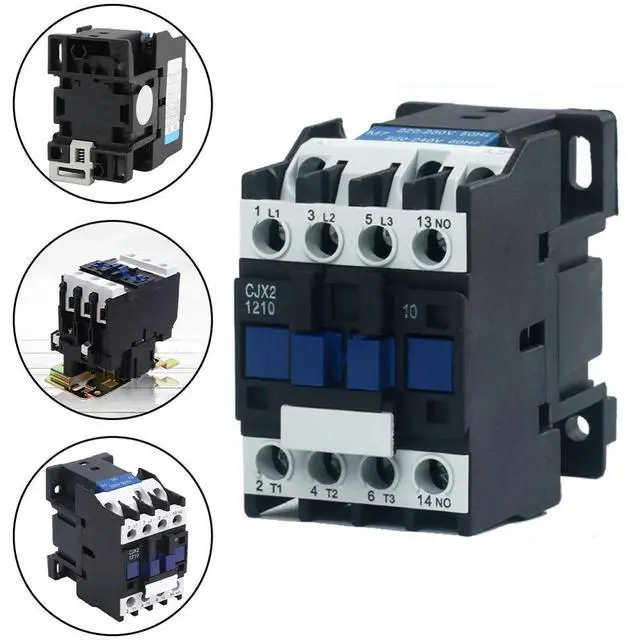 Alt view image 2 of 6 - 220 Volt AC Contactor CJX2 1210 3 Pole With 1NO Auxiliary Contact 12 Amps Din Rail Mount For Industrial Applications