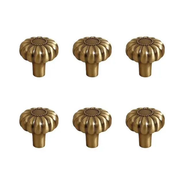 Alt view image 2 of 3 - Brass Cabinet Knobs 30mm Solid Brass Construction 6 Pack Fluted Design with Flat 10mm Base for Wardrobe Drawer Applications