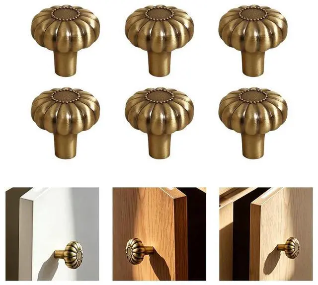 Main image of Brass Cabinet Knobs 30mm Solid Brass Construction 6 Pack Fluted Design with Flat 10mm Base for Wardrobe Drawer Applications