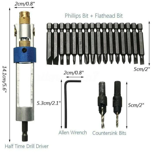 Alt view image 3 of 3 - 18 Pieces Drill Bits Set with Half Time Flip Drive Drill Driver and Plastic Box for Efficient Drilling and Driving Tasks