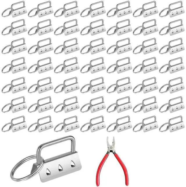 Main image of DIY Craft Kit with 50 Snap Fastener Keychains and Pliers for Lanyard and Bracelet Construction Made from Iron Material