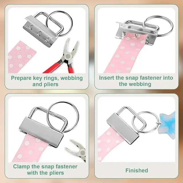 Alt view image 2 of 3 - DIY Craft Kit with 50 Snap Fastener Keychains and Pliers for Lanyard and Bracelet Construction Made from Iron Material