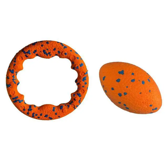 Alt view image 2 of 3 - Canine Fetch Ring Toy with Visual Contrast Dots - Yellow and Blue Pattern Designed for Better Detection by Dogs Eyesight