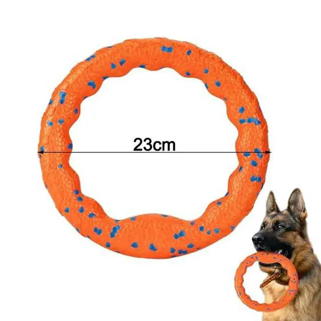 Alt view image 3 of 3 - Canine Fetch Ring Toy with Visual Contrast Dots - Yellow and Blue Pattern Designed for Better Detection by Dogs Eyesight