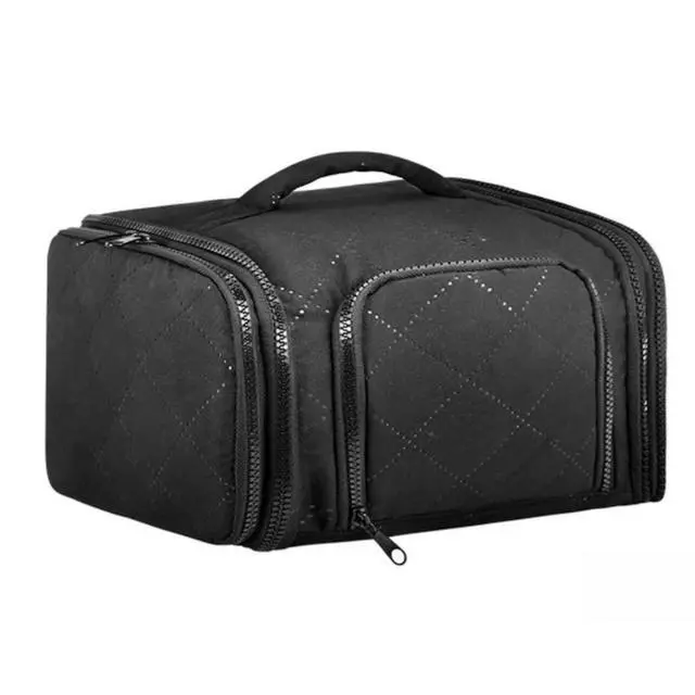 Alt view image 2 of 3 - Compact Cable Organizer Bag for Travel with 20 Pockets Elastic Bands Secure 25x23x16cm Black Polyester