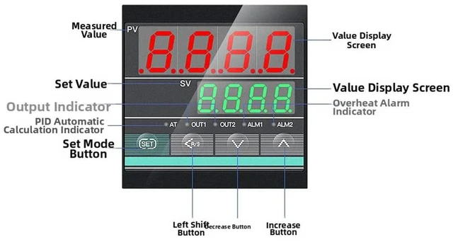 Alt view image 2 of 3 - Digital PID Controller CH102 Dual Output 220VAC for Dryers Ovens Injection Molding and Other Industrial Temperature Systems