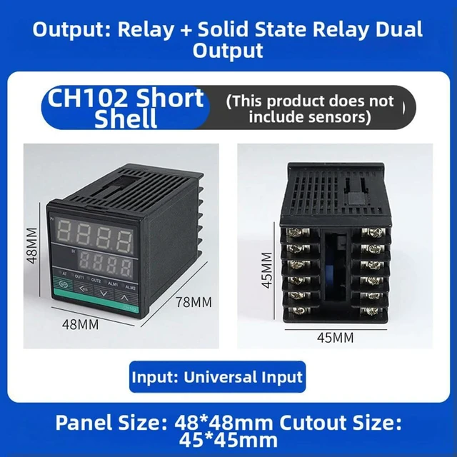 Alt view image 3 of 3 - Digital PID Controller CH102 Dual Output 220VAC for Dryers Ovens Injection Molding and Other Industrial Temperature Systems
