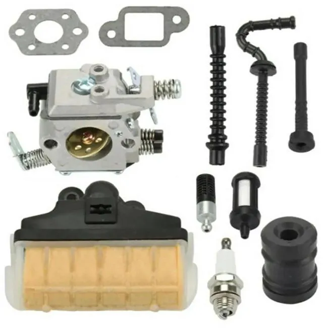 Alt view image 3 of 3 - Chainsaw Performance Kit Carburetor Small Engine Carburetor Carburetor Kit Fuel Line Oil Filter Oil Line Muffler Gasket