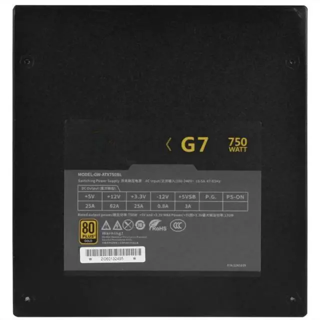 Alt view image 3 of 6 - GW-ATX750BL 750W Power Supply G7 750W Gold 80PLUS Full Module Power Supply