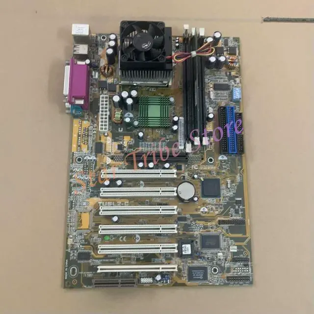 Alt view image 2 of 3 - Motherboard TUSL2-C REV.1.04 With CPU Fan And Memory