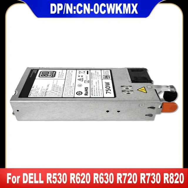Main image of 0CWKMX For R520 R530 R620 R630 R720 R730 R820 T420 T620 R530XD R730XD Server 750W Power Supply D750E-S3 CN-0CWKMX