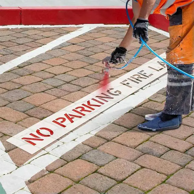 Alt view image 3 of 3 - No Parking Fire Lane Stencil for Asphalt Concrete Pavement Foldable Design for Multi-Surface Parking Lot Marking