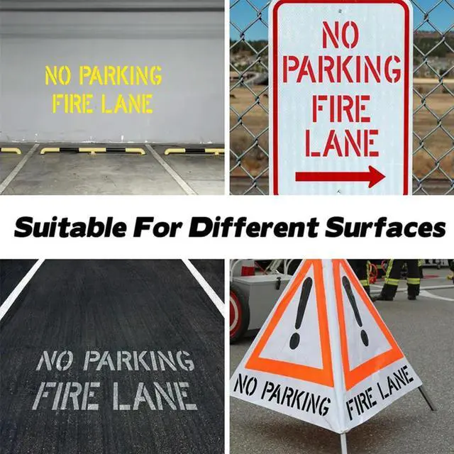 Main image of No Parking Fire Lane Stencil for Asphalt Concrete Pavement Foldable Design for Multi-Surface Parking Lot Marking