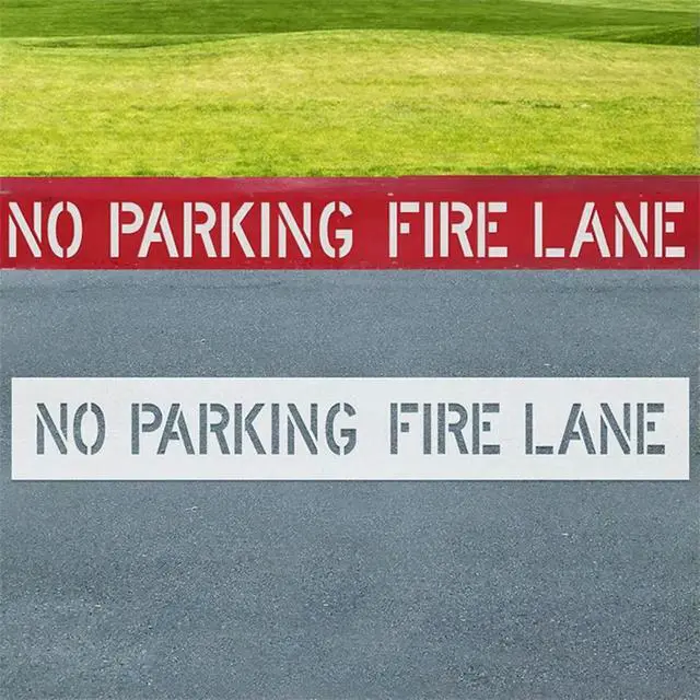 Alt view image 2 of 3 - No Parking Fire Lane Stencil for Asphalt Concrete Pavement Foldable Design for Multi-Surface Parking Lot Marking