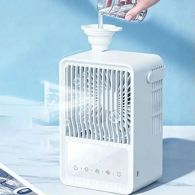 Main image of For Hot Summer Days Silent Misting Fan Humidifier With Led LED Light Fan Cooling Fan White Compact Design