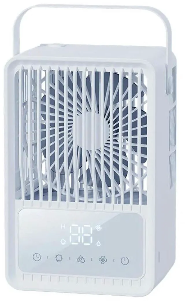 Alt view image 3 of 3 - For Hot Summer Days Silent Misting Fan Humidifier With Led LED Light Fan Cooling Fan White Compact Design