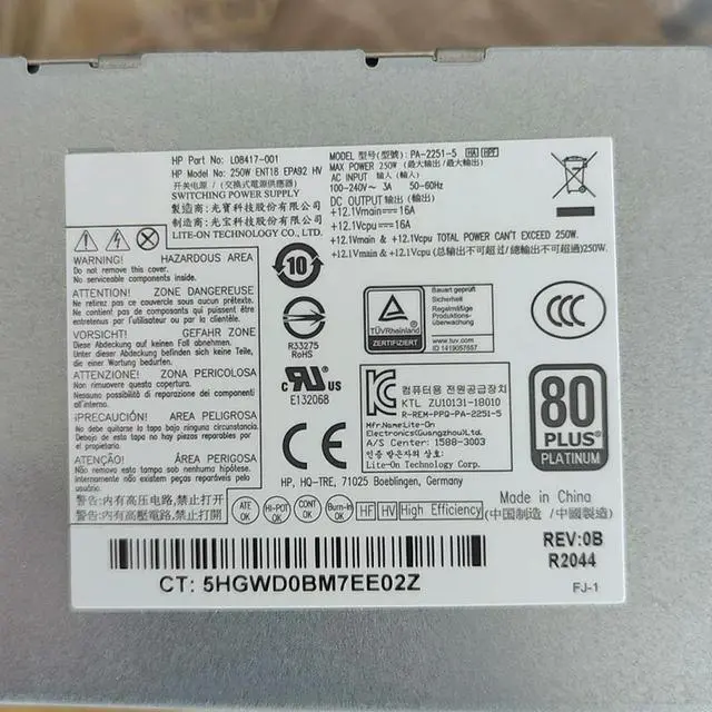 Alt view image 2 of 3 - PA-2251-5 L08417-001 For ProDesk 400 600 800 G3 G4 Power Supply 250W L08417-002 D16-250P1A 901761-002 Fast Ship