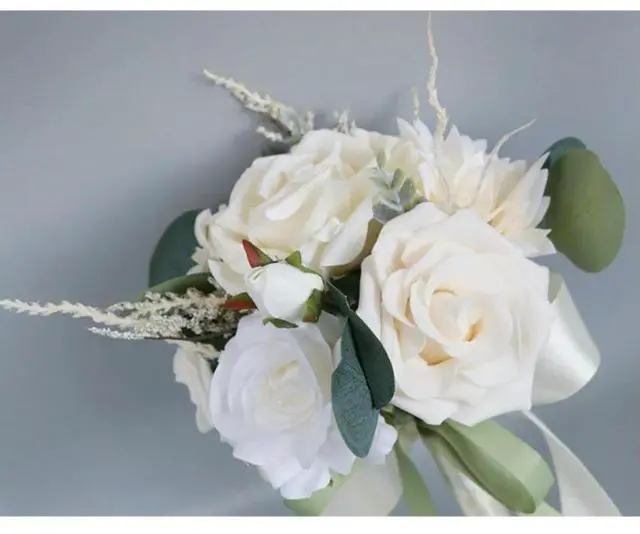 Main image of Silk Rose Bridal Bouquet Artificial Hand Tied Flowers for Weddings Proposals Party Decoration Measures 20 26cm