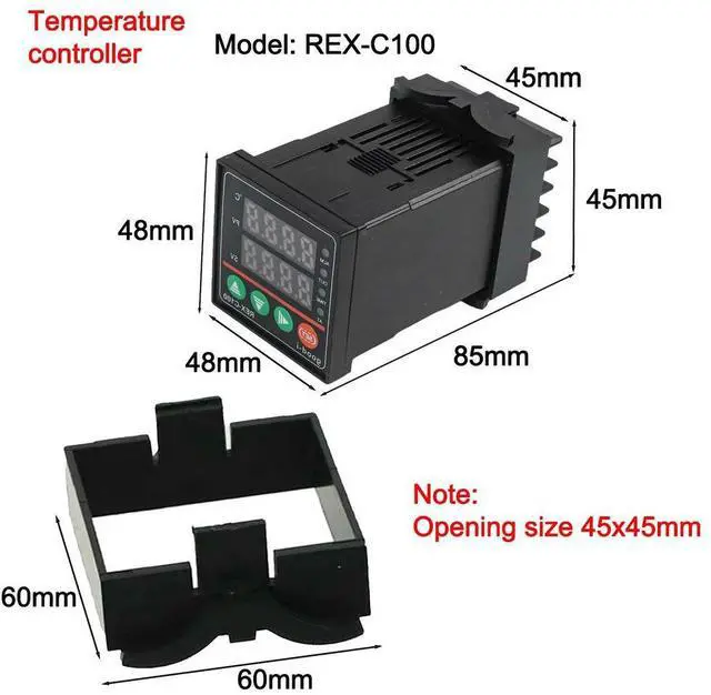 Alt view image 3 of 3 - C100 Temperature Controller with 40DA Relay 24-380V AC Output K Type Probe and Heat Sink for Equipment Integration