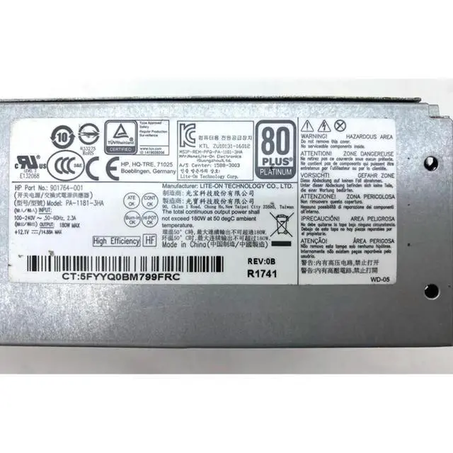 Alt view image 2 of 3 - 901764-001 For ProDesk 600 G3 SFF 180W Power Supply PSU L08404-002 PA-1181-3HA DPS-180AB-27 A D18-180P1A PCG005