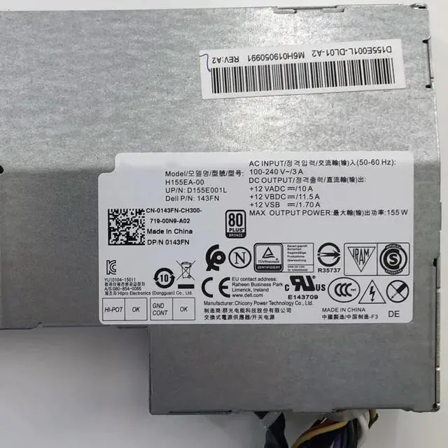 Alt view image 2 of 3 - For OptiPlex 3240 7440 AIO 18Pin 155W Switching Power Supply H155EA-00 0143FN 143FN 03PYMT 3PYMT 08KT09 8KT09