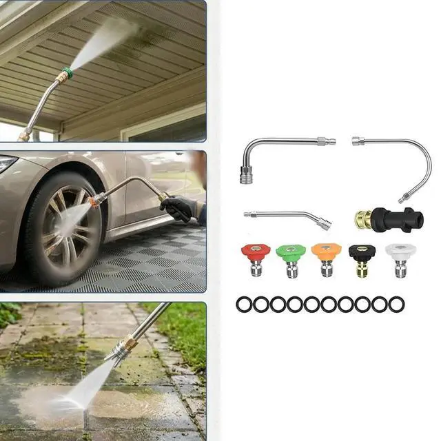 Alt view image 3 of 3 - Quick Connect Pressure Washer Extension Wand for Karcher with Tri-Angle 30 90 120 Degree Angles and 14 Inch Fitting