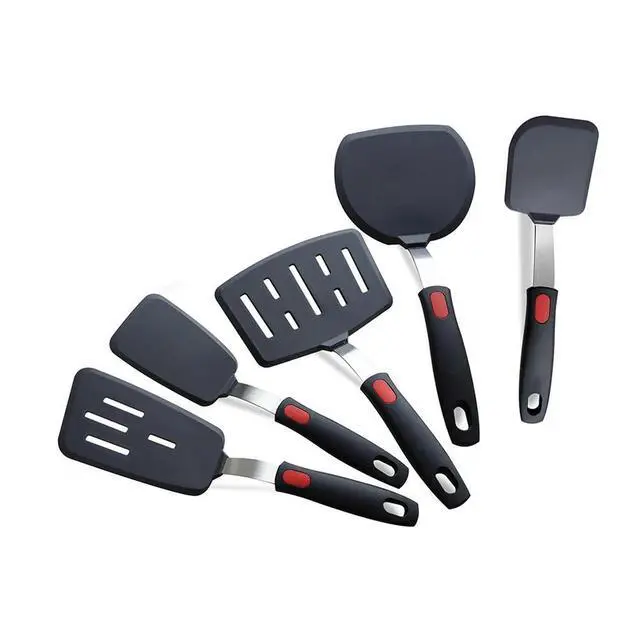 Alt view image 3 of 3 - Silicone Spatula Set 5 Pack for Nonstick Cookware Flexible Heat Resistant Up to 600F Dishwasher Safe Kitchen Utensils