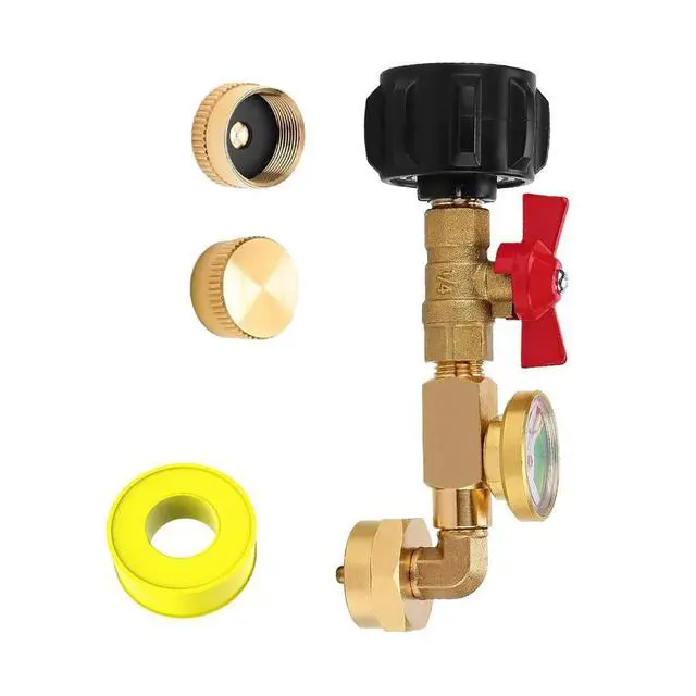 Alt view image 3 of 3 - 1 lb Propane Tank Refill Adapter with Brass Body and 3-Color Gauge for Accurate Level Monitoring During Refill