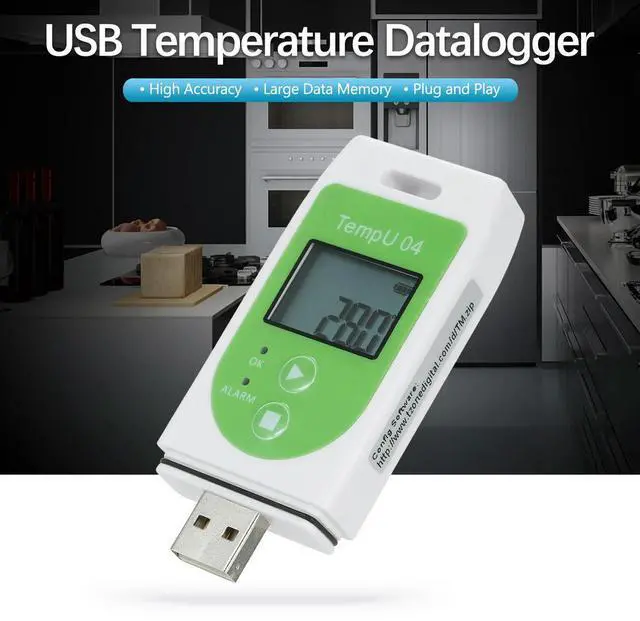 Main image of USB Powered Temperature Data Logger LCD Screen 32000 Readings Capacity Adjustable Recording Interval from 10 Sec to 18 Hours