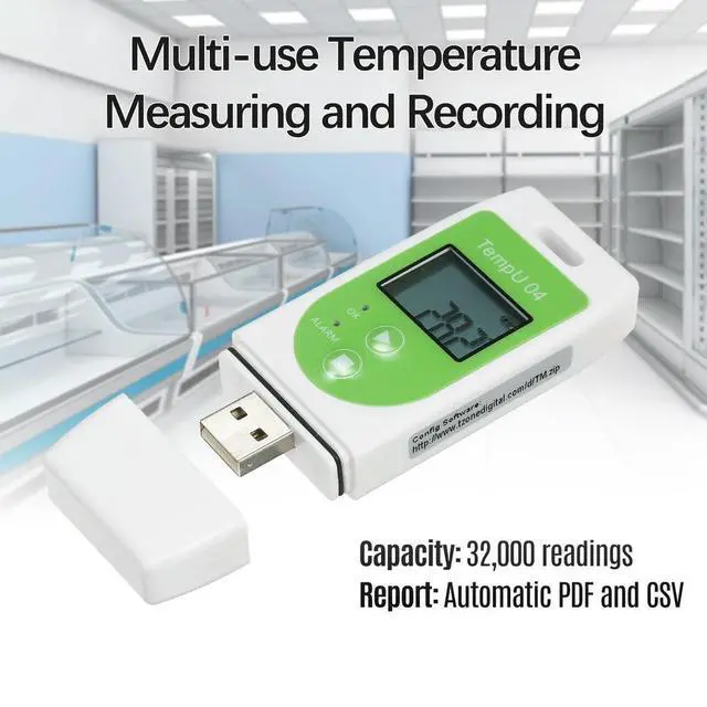 Alt view image 3 of 3 - USB Powered Temperature Data Logger LCD Screen 32000 Readings Capacity Adjustable Recording Interval from 10 Sec to 18 Hours