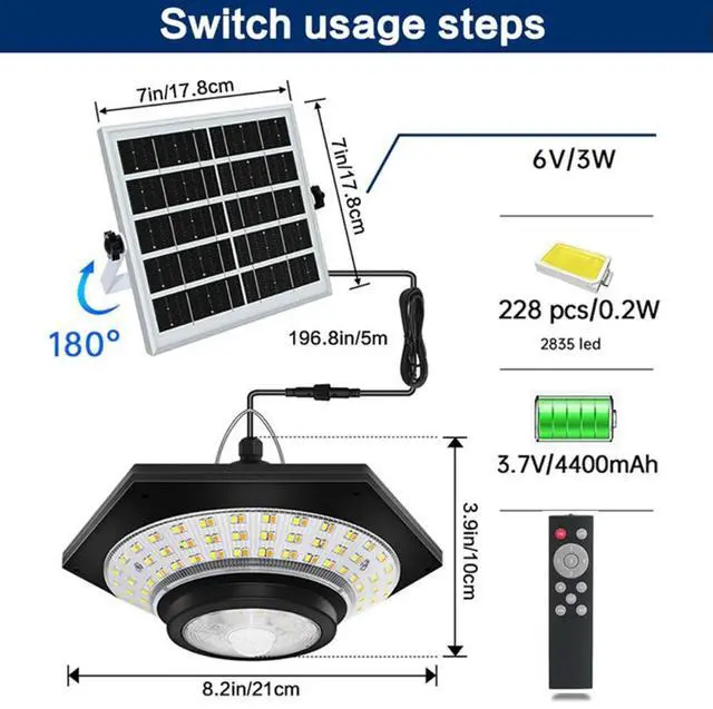 Main image of Solar Powered Shed Light 1000LM with Motion Sensor Remote Control and Multi mode Options IP65 Rated for Reliable Outdoor Use