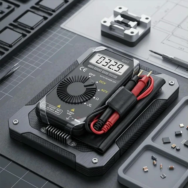 Alt view image 2 of 3 - 4201 Pocket Digital Multimeter with Auto Range for AC DC Voltage and Resistance Measurement 4000 Counts LCD Display