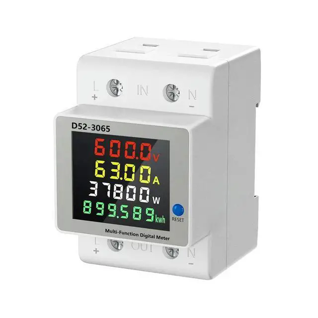 Alt view image 2 of 3 - DC Energy Meter 63A for Single Phase DIN Rail Installation with 0.1V Voltage Resolution and 0.01A Current Resolution