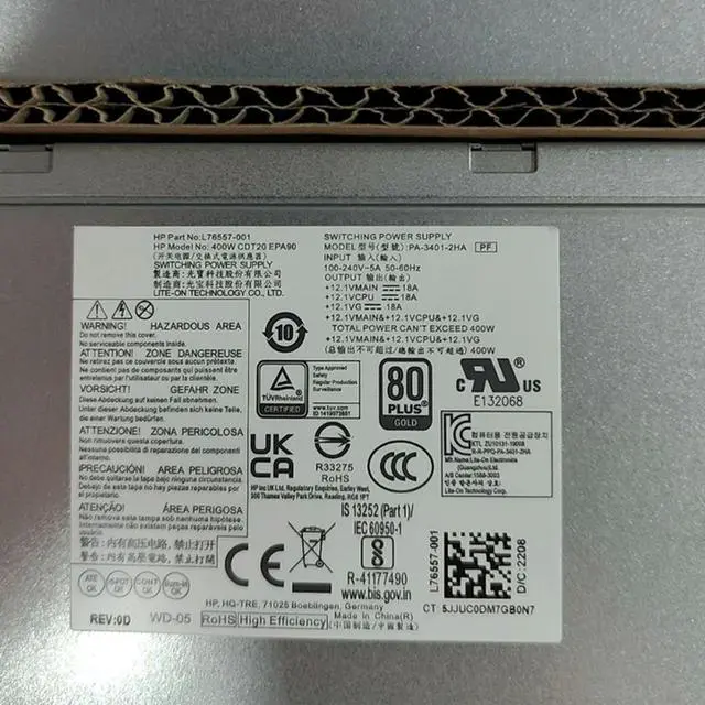 Alt view image 2 of 3 - L76557-001 942332-001 400W PSU For Pavilion 280 288 285 480 600 680 800 G3 G4 Power Supply