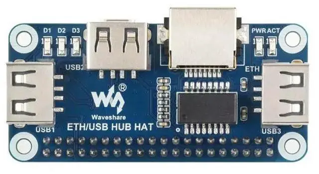 Alt view image 2 of 3 - Ethernet / USB HUB HAT for Raspberry Pi, 1x RJ45, 3x USB