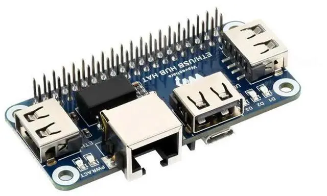 Main image of Ethernet / USB HUB HAT for Raspberry Pi, 1x RJ45, 3x USB